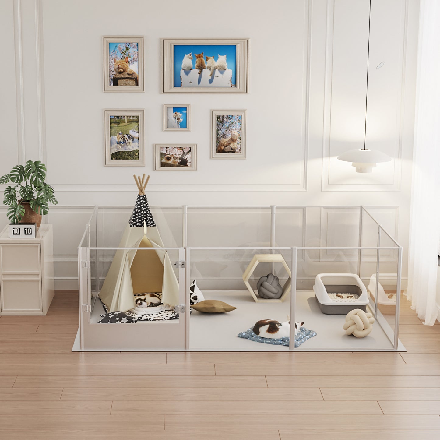 2025 Large Transparent Acrylic Pet Playpen for Living Room, Clear Acrylic Whelping Box for Dog Mom, 180x120x60cm