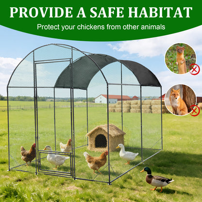 Walk in Chicken Coop Run, Large Metal Chicken Coop with Roof Cover, Outdoor Chicken Pens with Top, Heavy Duty Steel Poultry Enclosure for Backyard Farm