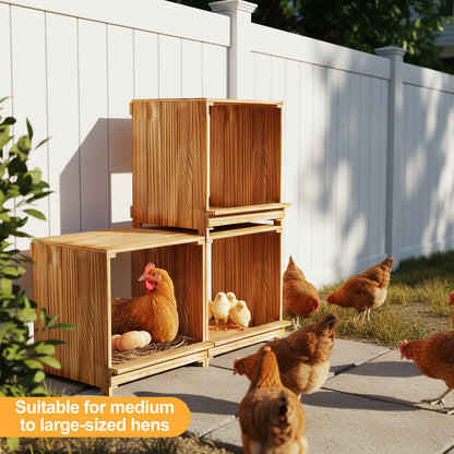 Nesting Boxes for Chickens: 3-Compartment Pine Wood Chicken Nesting Box Poultry Farms for Eggs Laying, Preventing Egg Falls