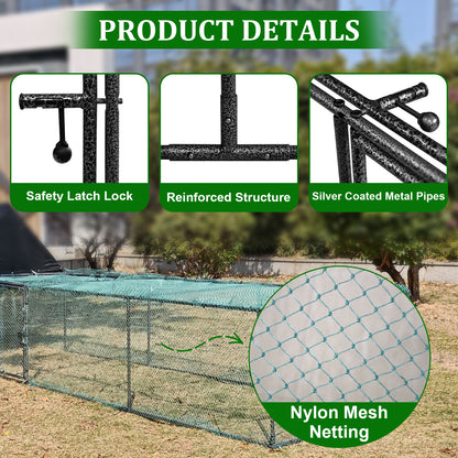 Metal Chicken Coop Outdoor Walk-In Hen House, Small Chicken Cage with Roof Cover, Heavy Duty Poultry Run Pen for Ducks and Quails