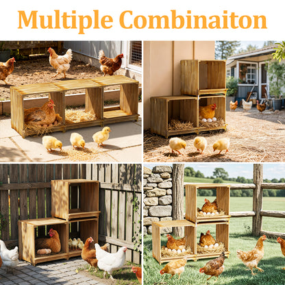 Nesting Boxes for Chickens: 3-Compartment Pine Wood Chicken Nesting Box Poultry Farms for Eggs Laying, Preventing Egg Falls