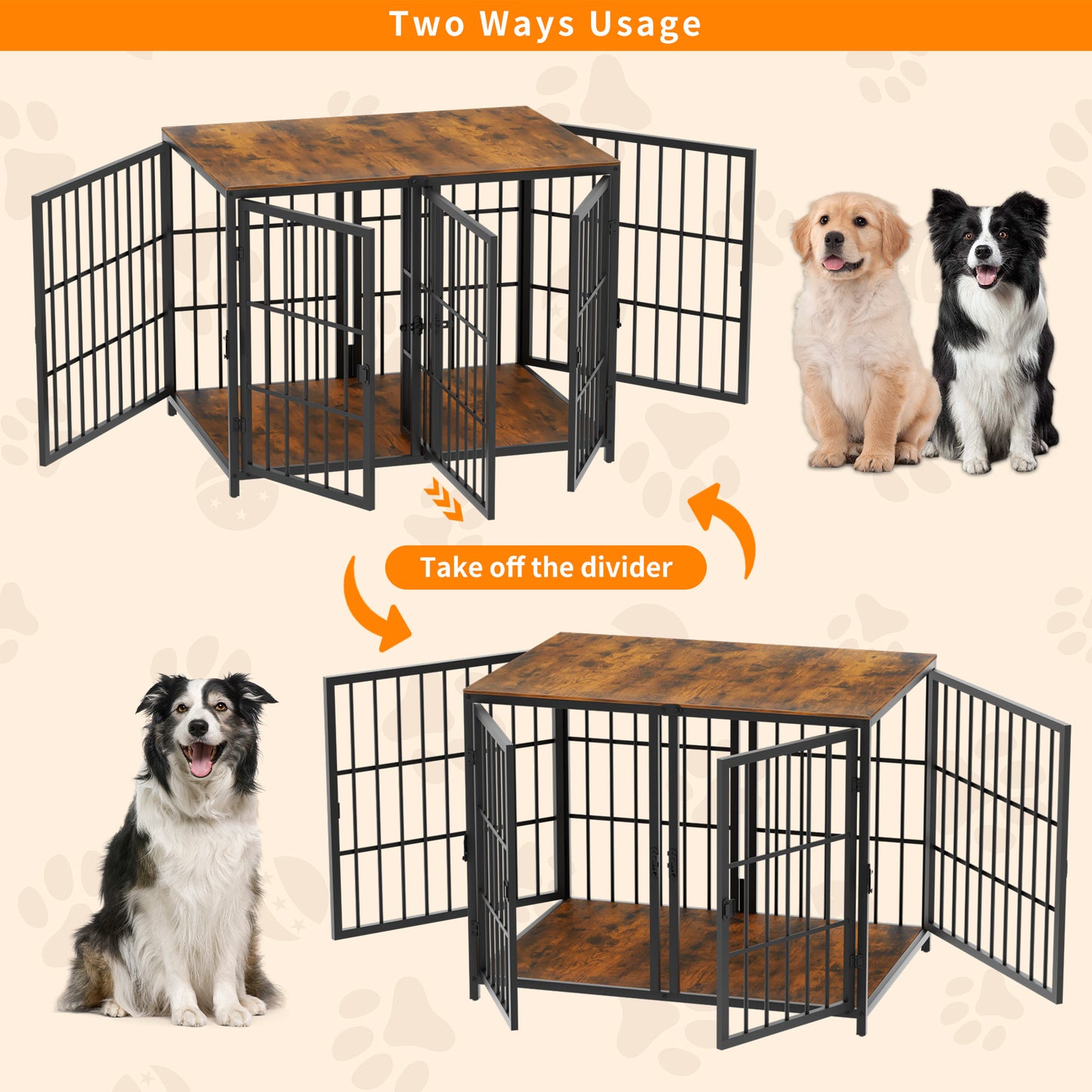 2023 Heavy Wooden Dog Crate Furniture End Table Pet Kennel Puppy Cage w Four Doors