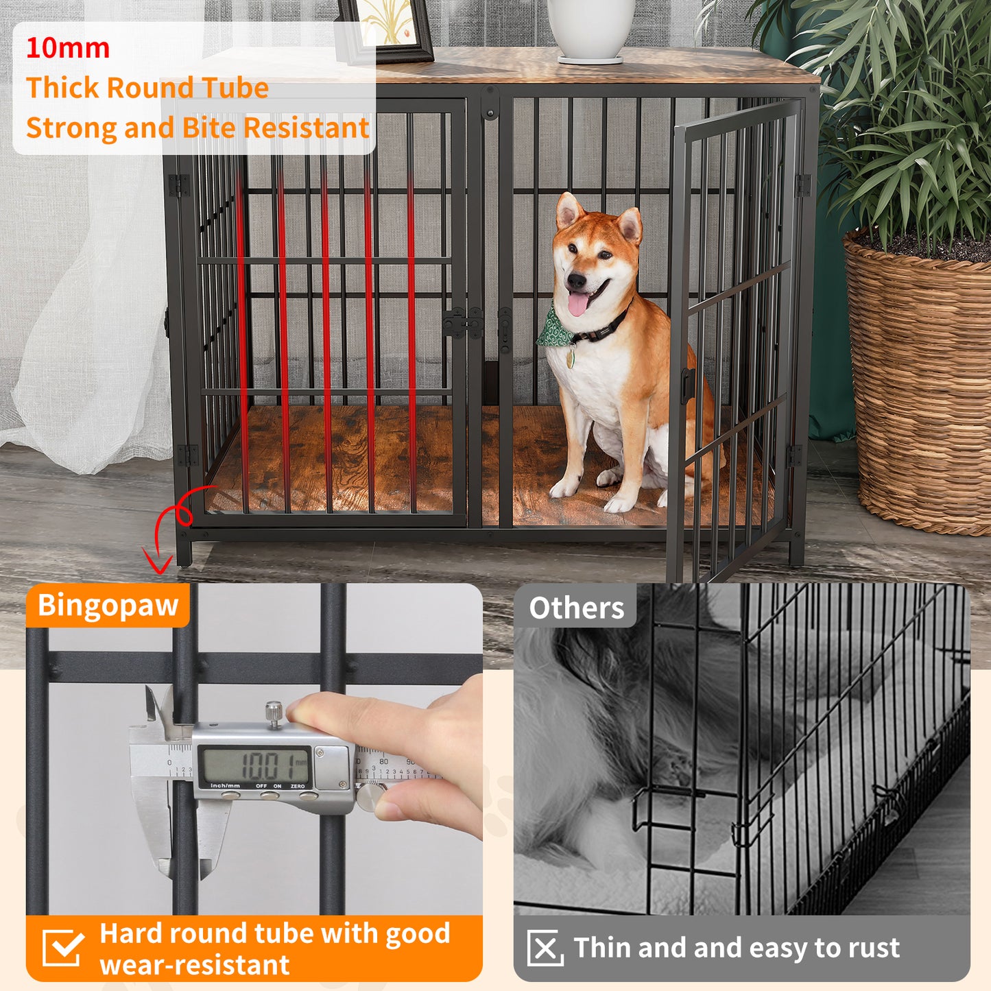 2023 Heavy Wooden Dog Crate Furniture End Table Pet Kennel Puppy Cage w Four Doors