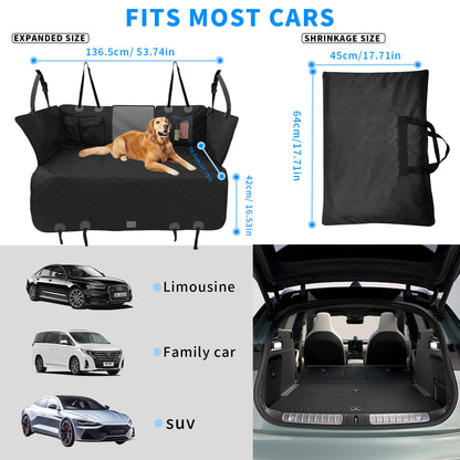 Back Seat Extender for Dogs: Versatile Dog Car Seat Cover for Back Seat with Pockets Hard Bottom - Waterproof, Scratch-Proof Dog Hammock for Cars (Holds 220 lbs)