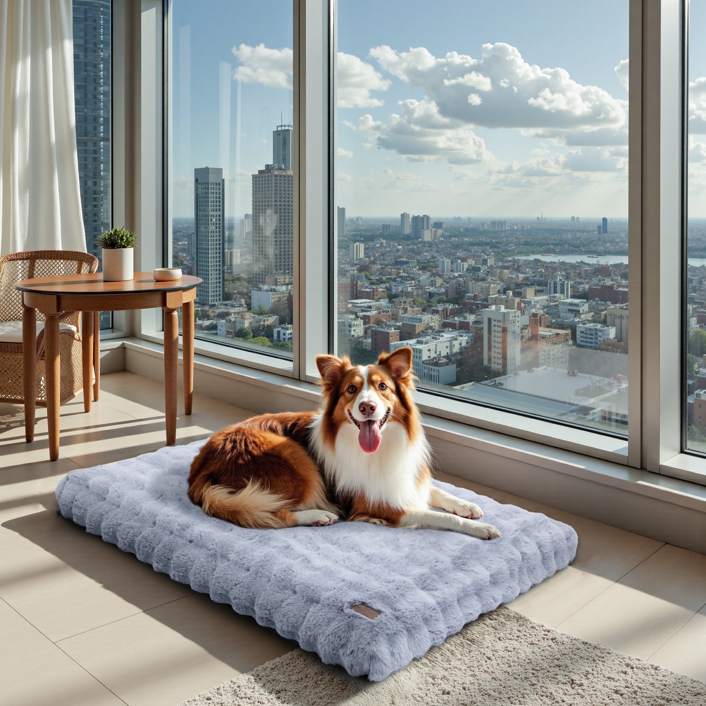 2025 Fluffy Dog Cat Bed: Deluxe Plush Dog Bed with Supportive Base Comfort Pet Sleeping Mat Crate Bed with Removable Cover for Different Sizes Dogs Breeds