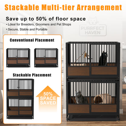Pet Breeding Whelping Cage for Cats & Small Dogs, Metal Birthing and Recovery Crate, Isolation Kennel for Postpartum Care, Durable Iron Frame, Modern Minimalist Design
