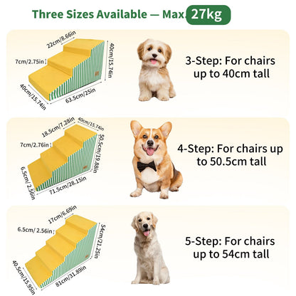 Pet Dog Stairs for High Beds: 3 Steps/ 4 Steps /5 Steps Bright Pet Stairs High-Density Foam Dog Ramp Step with Gentle Slope Safe for Sofas, for Puppies & Senior Pets