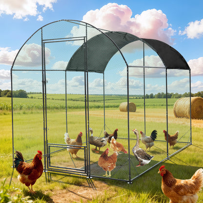 Walk in Chicken Coop Run, Large Metal Chicken Coop with Roof Cover, Outdoor Chicken Pens with Top, Heavy Duty Steel Poultry Enclosure for Backyard Farm