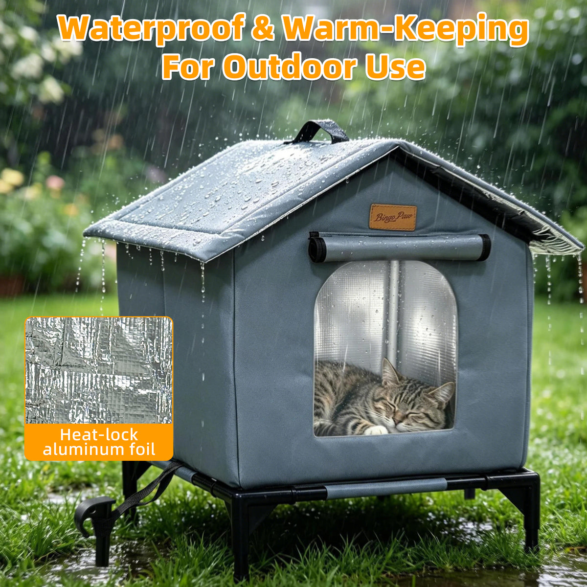 Outdoor Elevated Cat House Waterproof Shelter for Stray Cats Yard Cat Shelter