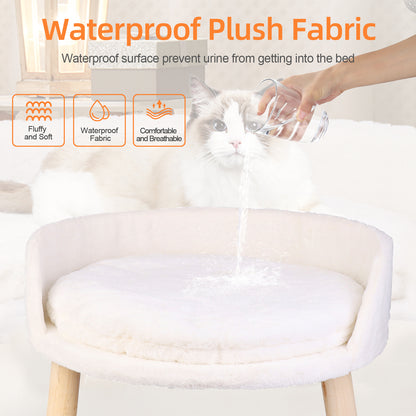 Luxury Pet Soft Warm Bed Wood Legs with Washable Cushion Pad