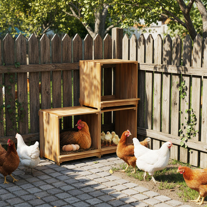 Nesting Boxes for Chickens: 3-Compartment Pine Wood Chicken Nesting Box Poultry Farms for Eggs Laying, Preventing Egg Falls