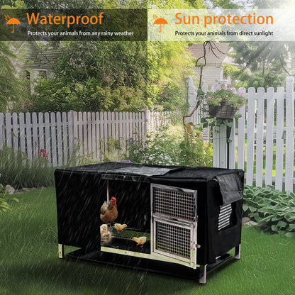 2025 Stainless Steel Chicken Coop, 43.3x23.6x23.6 Inch Elevated Metal Cage for Rabbits, Ducks, Pigeons, with Waterproof Cover