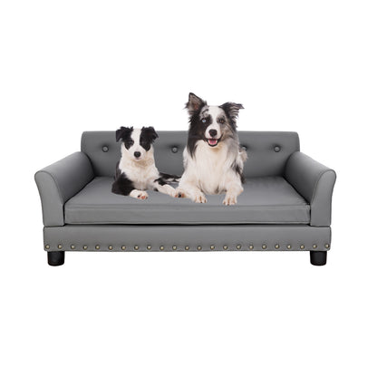 Luxury Large Dog Bed Pet Snuggle Sofa with Microfiber Leather Upholstered Sofa Bed