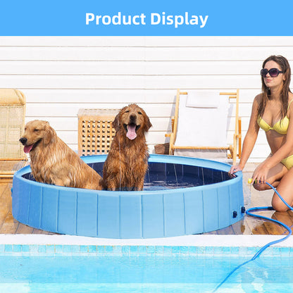 Dog Swimming Pool: Heavy Collapsible Dog Pet Swimming Pool with Spray Sprinkler Pet Bathing Tub for Outside Backyards, Kids Pets Dogs Cats