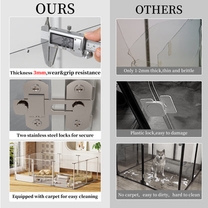 2025 Large Transparent Acrylic Pet Playpen for Living Room, Clear Acrylic Whelping Box for Dog Mom, 180x120x60cm