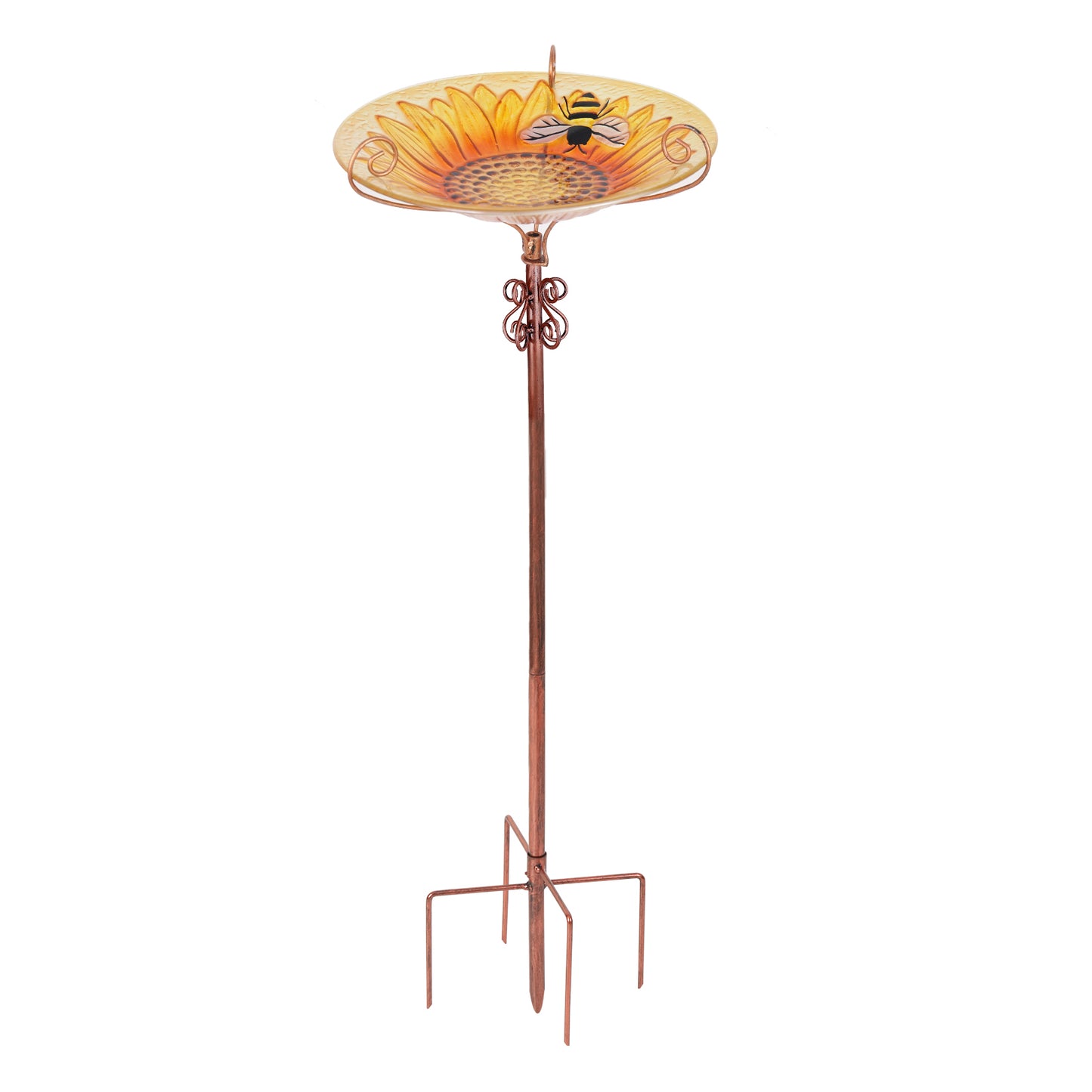 24.8” Tall Garden Glass Bird Bath Bird Feeder with Metal Stake Birdbaths Fountain