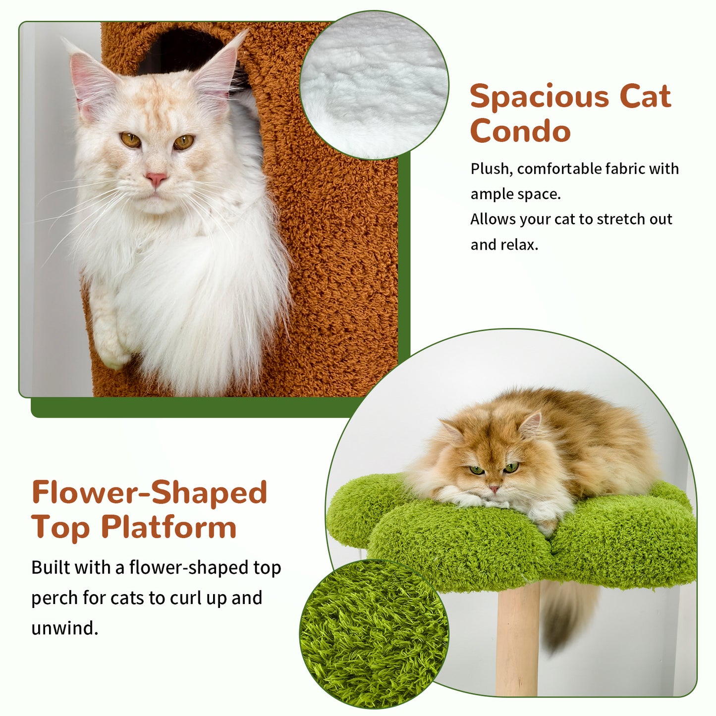 Multi-Level Cat Tower: 55.91-Inch Tall Cat Tower for Indoor Cat, Kitten Play Center with Scratching Posts, Top Perches, Hideaways, Vivid Green