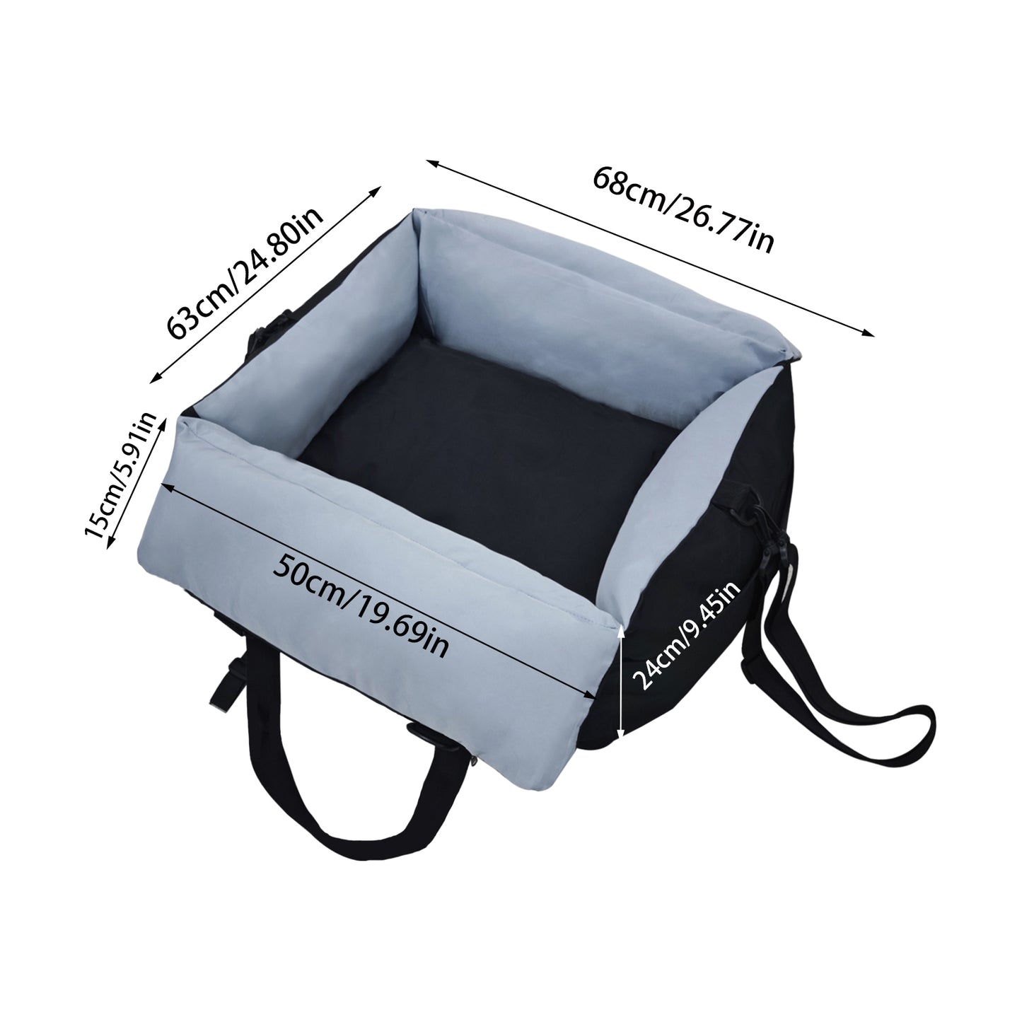 Dog Car Seat for Small Dogs, Travel Carrier Bed with Cushion, Portable Dog Booster Seat for Car Front & Rear Seat, Washable Travel Car Bed