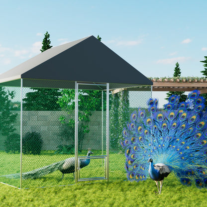 Large Chicken Coop Cage: Jumbo Large Galvanized Metal Chicken Coop Poultry Run Cage with Full Cover, High Walk-in Enclosure, Use for Outdoor Backyard