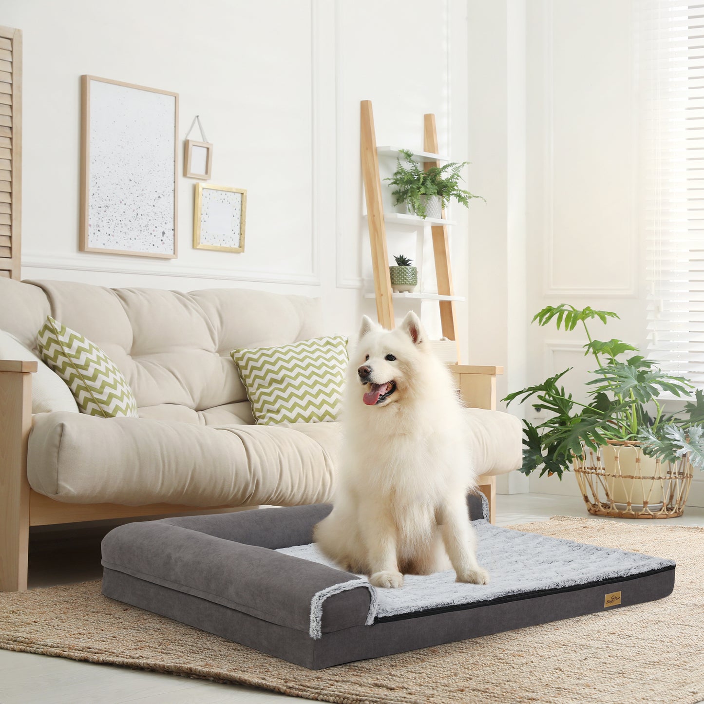 Orthopedic Sponge Pet Bed Warm Faux Fur Sofa Bed with Removable Cover