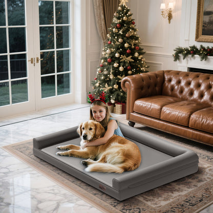 Large Orthopedic Dog Bed Pet Sofa Couch Memory Foam Waterproof Cover Bed Gray