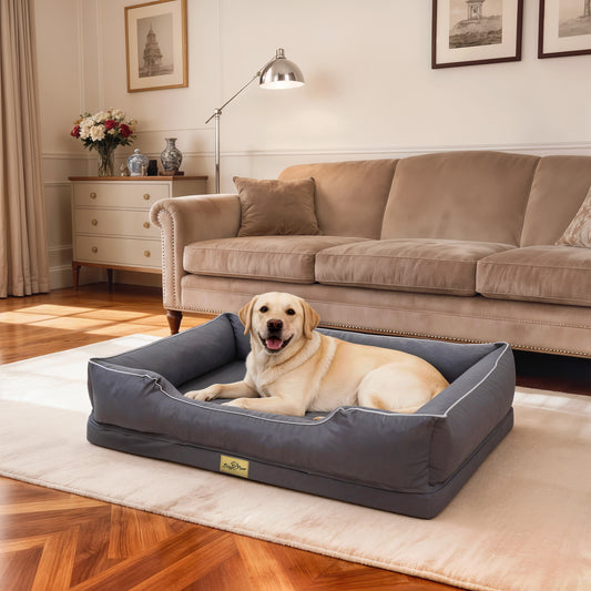 (Summer type)Orthopedic Dog Bed Bolster Sofa Pet Couch with High Density Foam Base, Removable Washable Oxford Cloth Cover, Anti-Slip Cuddler Mattress