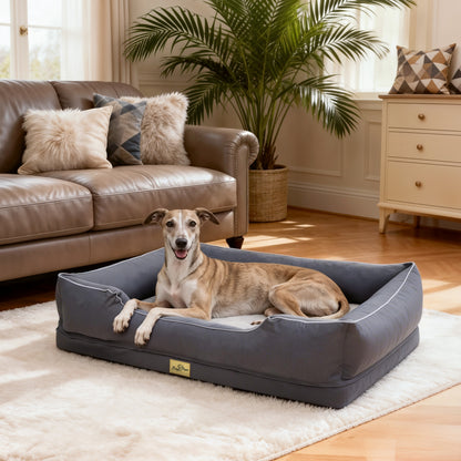 Orthopedic Dog Bed Bolster Sofa Pet Couch with High Density Foam Base, Removable Washable Suede Cover, Anti-Slip Cuddler Mattress