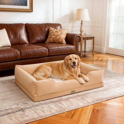 Orthopedic Dog Bed Bolster Sofa Pet Couch with High Density Foam Base, Removable Washable Suede Cover, Anti-Slip Cuddler Mattress