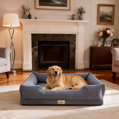 Orthopedic Dog Bed Bolster Sofa Pet Couch with High Density Foam Base, Removable Washable Suede Cover, Anti-Slip Cuddler Mattress