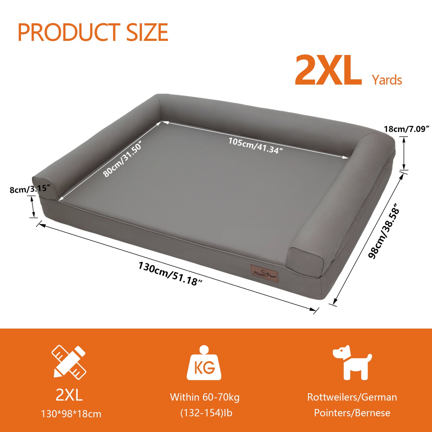 Large Orthopedic Dog Bed Pet Sofa Couch Memory Foam Waterproof Cover Bed Gray