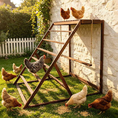Chicken Playground with Top Platform, Wooden Roosting Bar for Poultry, 36 in Tall Jungle Gym with Balance Swing, Sanded Pine Perches for Backyard Farm Coop