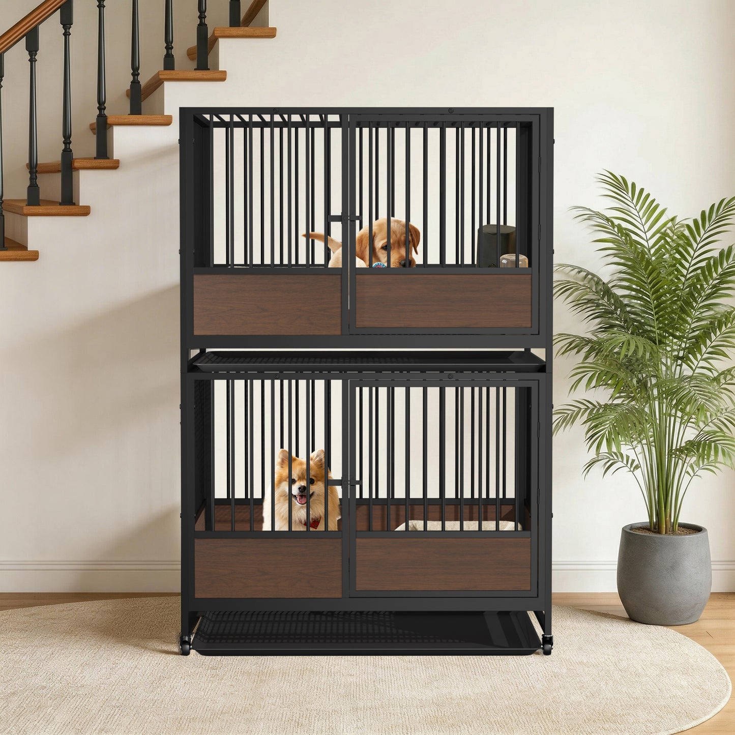 Pet Breeding Whelping Cage for Cats & Small Dogs, Metal Birthing and Recovery Crate, Isolation Kennel for Postpartum Care, Durable Iron Frame, Modern Minimalist Design