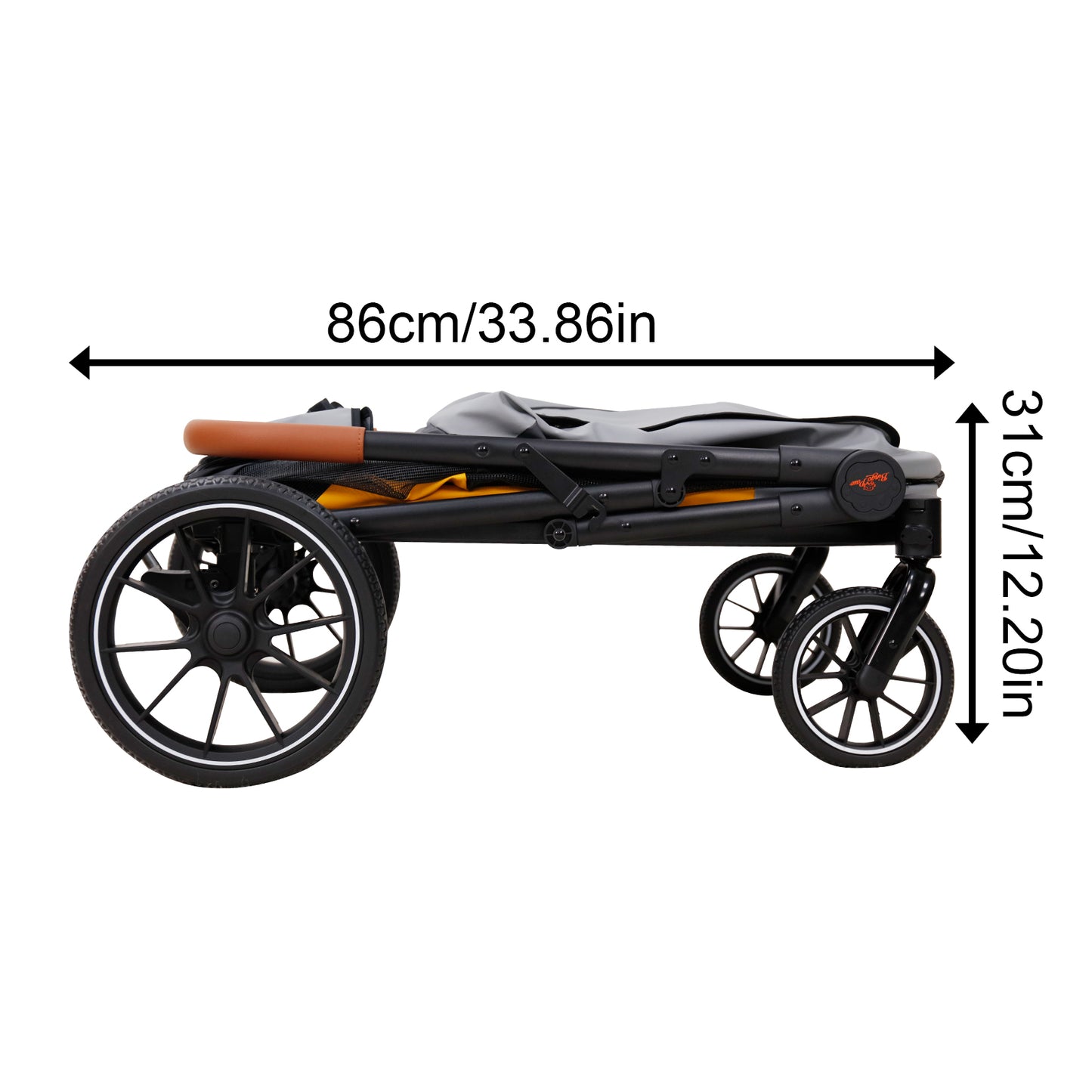 Dog Stroller for Medium Dogs up to 42kg, One Click Folding Pet Stroller with Zipper Door, Breathable Mesh, EVA 360° Wheels, Storage Bag, Brak