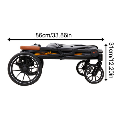 Dog Stroller for Medium Dogs up to 42kg, One Click Folding Pet Stroller with Zipper Door, Breathable Mesh, EVA 360° Wheels, Storage Bag, Brak