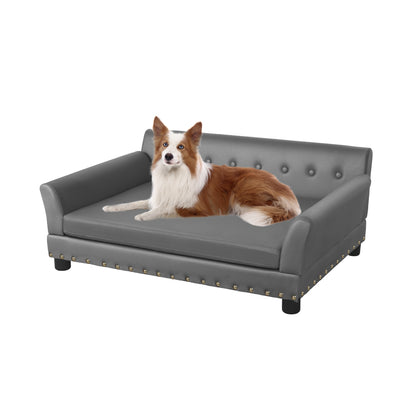 Luxury Large Dog Bed Pet Snuggle Sofa with Microfiber Leather Upholstered Sofa Bed
