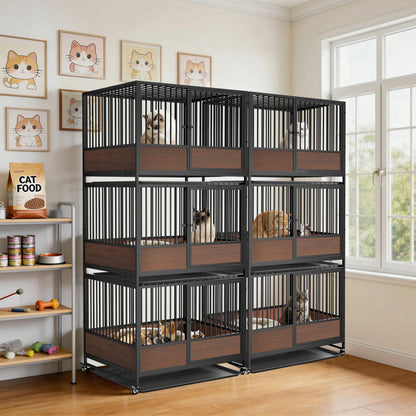 Pet Breeding Whelping Cage for Cats & Small Dogs, Metal Birthing and Recovery Crate, Isolation Kennel for Postpartum Care, Durable Iron Frame, Modern Minimalist Design