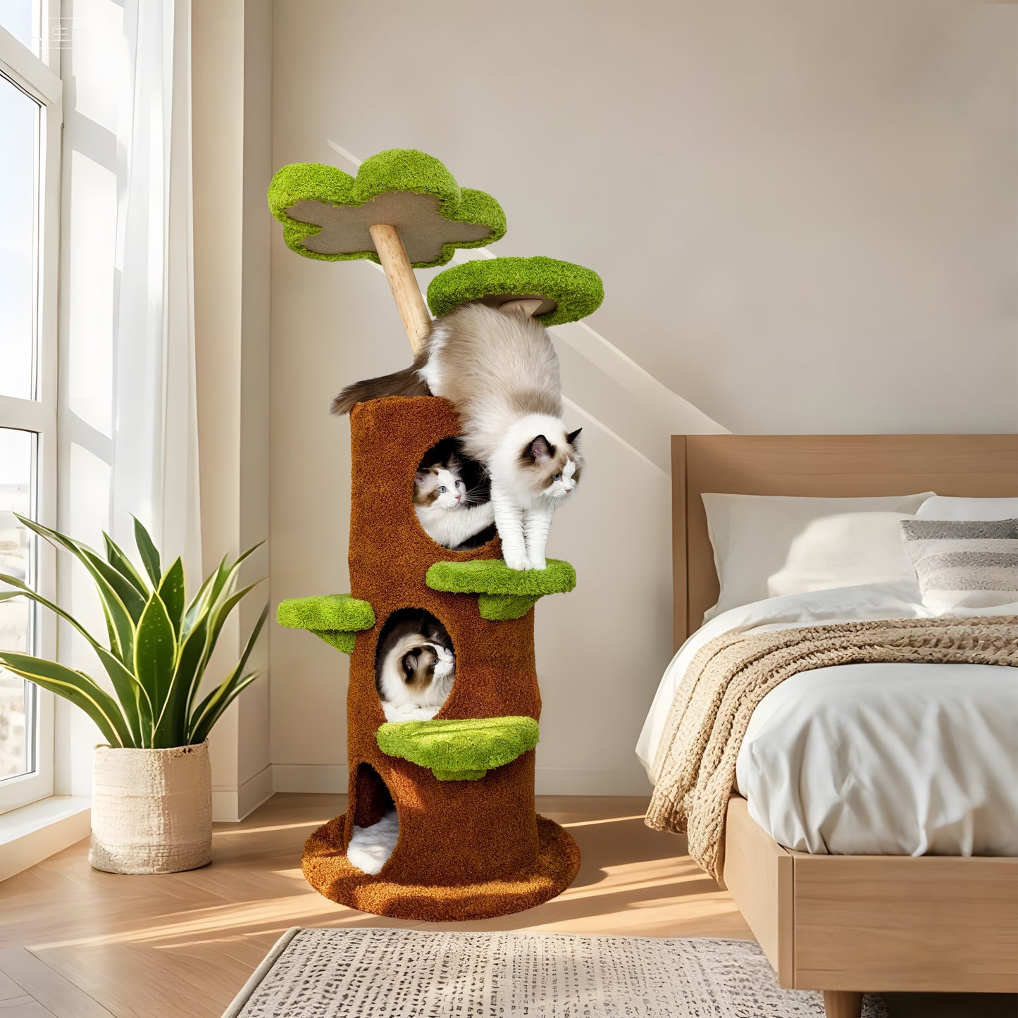 2025 Multi-Level Cat Tree, Large Cat Tower with Sturdy Wooden Frame, Sisal Rope Scratching Post, Modern Cat Condo for Indoor Cats