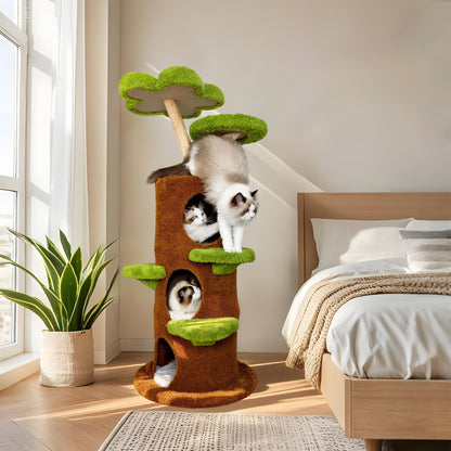 2025 Multi-Level Cat Tree, Large Cat Tower with Sturdy Wooden Frame, Sisal Rope Scratching Post, Modern Cat Condo for Indoor Cats