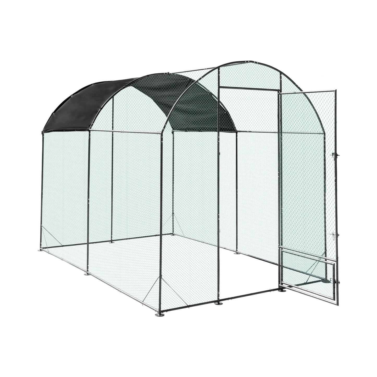 Walk in Chicken Coop Run, Large Metal Chicken Coop with Roof Cover, Outdoor Chicken Pens with Top, Heavy Duty Steel Poultry Enclosure for Backyard Farm