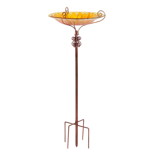 24.8” Tall Garden Glass Bird Bath Bird Feeder with Metal Stake Birdbaths Fountain