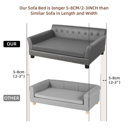Luxury Large Dog Bed Pet Snuggle Sofa with Microfiber Leather Upholstered Sofa Bed