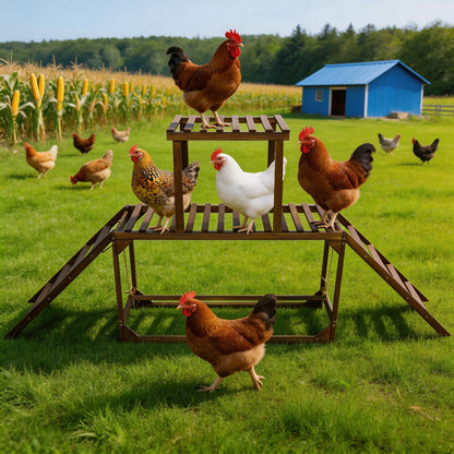 Chicken Perches Swing: Chicken Roosting Bars Wooden Chicken Climbing Frame with Swing & Ladder, Activity Play Toys for 8-10 Chickens, for Birds