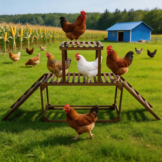 Chicken Perches Swing: Chicken Roosting Bars Wooden Chicken Climbing Frame with Swing & Ladder, Activity Play Toys for 8-10 Chickens, for Birds