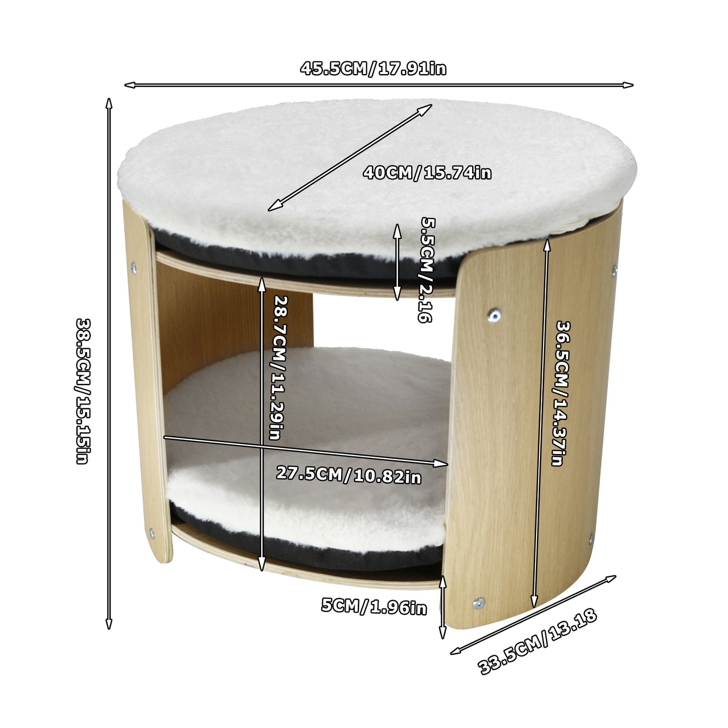2-Tier Elevated Cat Bed Double Cat Tower Bed for Indoor Cats, Thicker Plush Mats