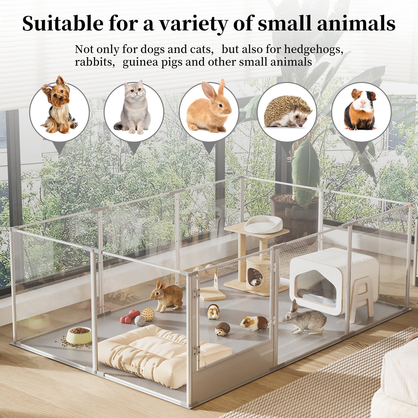 2025 Large Transparent Acrylic Pet Playpen for Living Room, Clear Acrylic Whelping Box for Dog Mom, 180x120x60cm