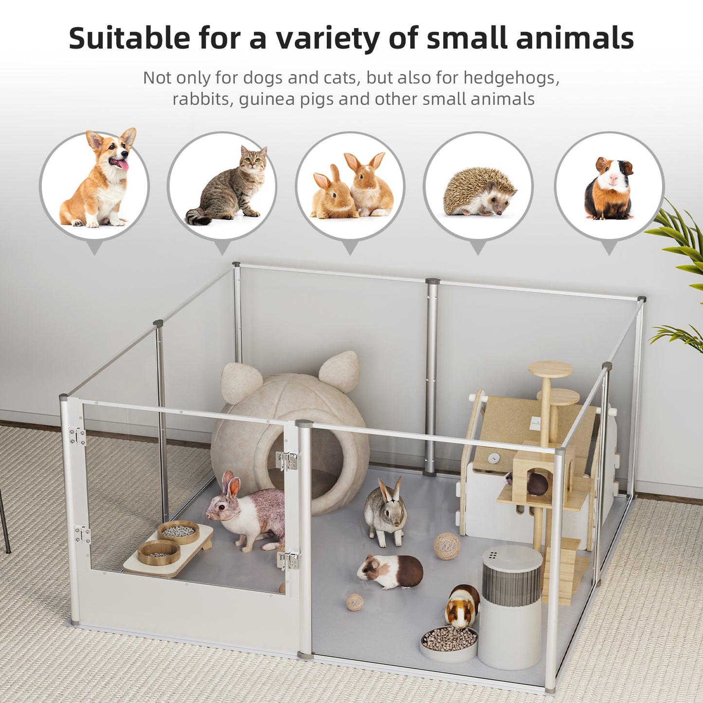 Acrylic Dog Playpen Fence Dog Whelping Pen Box Pet Playpen Exercise Fence with Fertility Pad