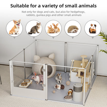 24in Acrylic Dog Playpen Fence Dog Whelping Pen Box Pet Playpen Exercise Fence with Fertility Pad