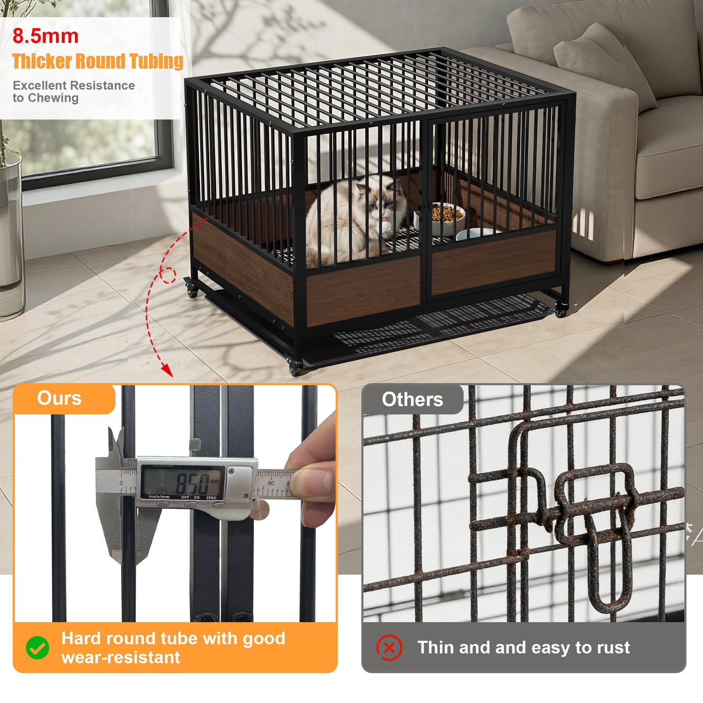 Pet Breeding Whelping Cage for Cats & Small Dogs, Metal Birthing and Recovery Crate, Isolation Kennel for Postpartum Care, Durable Iron Frame, Modern Minimalist Design