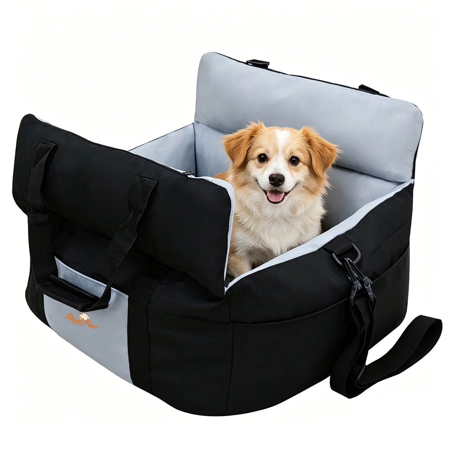 Dog Car Seat for Small Dogs, Travel Carrier Bed with Cushion, Portable Dog Booster Seat for Car Front & Rear Seat, Washable Travel Car Bed