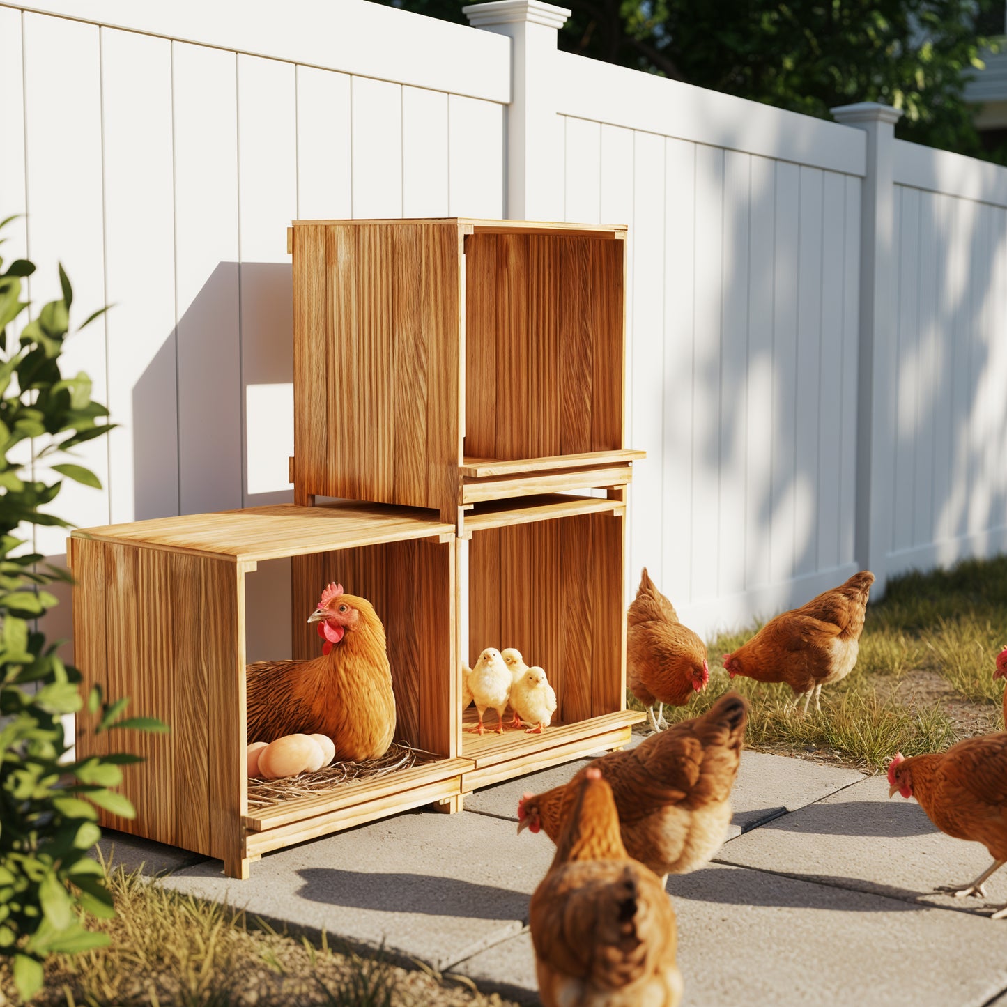 Nesting Boxes for Chickens: 3-Compartment Pine Wood Chicken Nesting Box Poultry Farms for Eggs Laying, Preventing Egg Falls